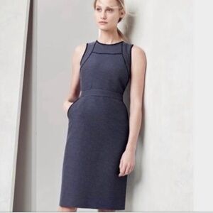 NWT J. Crew Navy Blue Tipped Sheath Dress In Dotted Jacquard